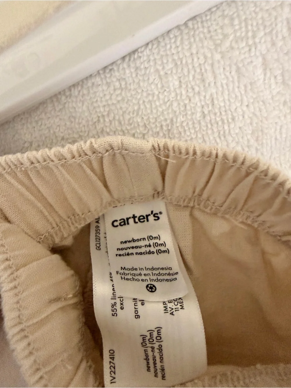🌿 Carter’s Newborn Beige Embroidered Button Up Shirt Shorts Set
